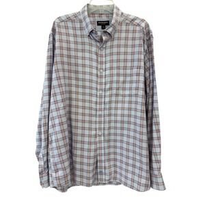 Johnston & Murphy Mens XL Plaid Button Down Long Sleeve Shirt Blue Orange